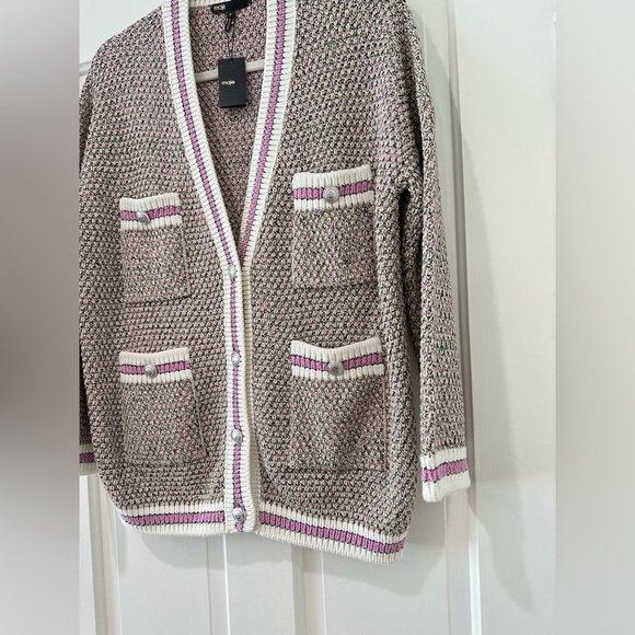 Maje Mapada Marled Cardigan Paprika be with tags jacket button down pink - Picture 10 of 15